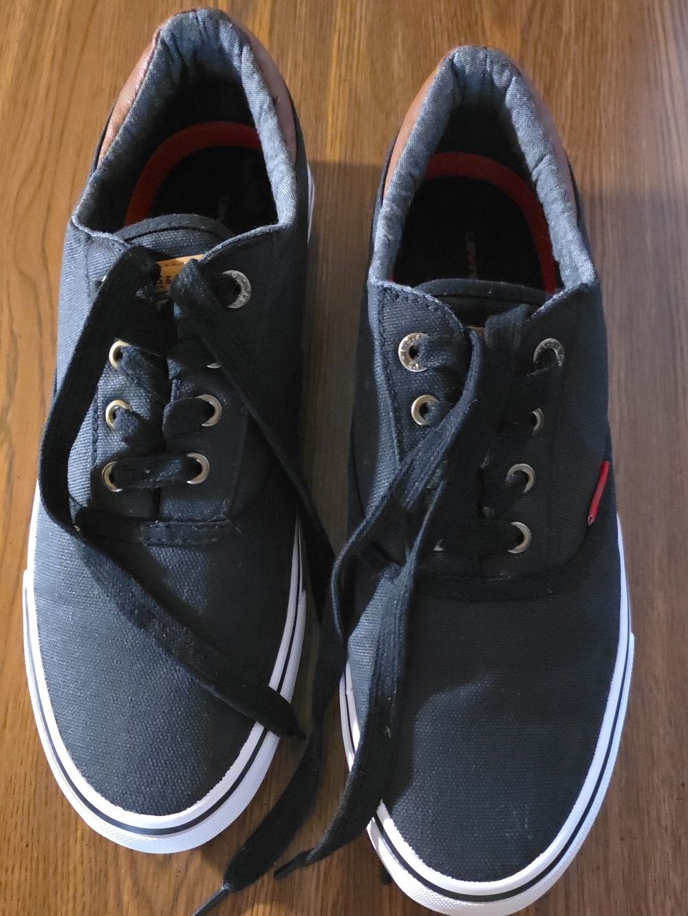 Levi's Black Ethan Canvas Low-Top Lace-Up Sneakers with White Trim